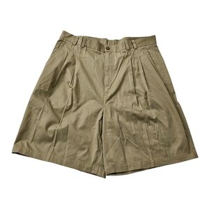Tori Richard Shorts Mens 36 Brown Pleated Khaki Cotton Bermuda Golf 8" inseam